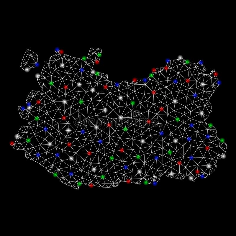 Карта провинции Ciudad Real яркой сетки 2D со светлыми пятнами иллюстрация штока Карта провинции Ciudad Real яркой сетки 2D со светлыми пятнами иллюстрация штока
