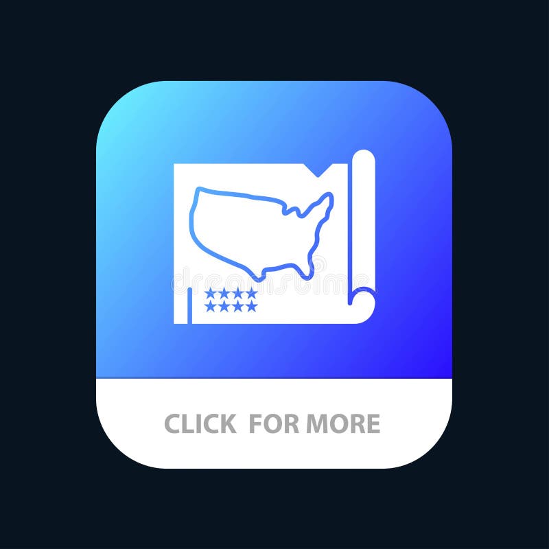 Карта, штат Юнайтед, Usa Mobile App Button Версия Android и IOS Glyph иллюстрация штока Карта, штат Юнайтед, Usa Mobile App Button Версия Android и IOS Glyph иллюстрация штока