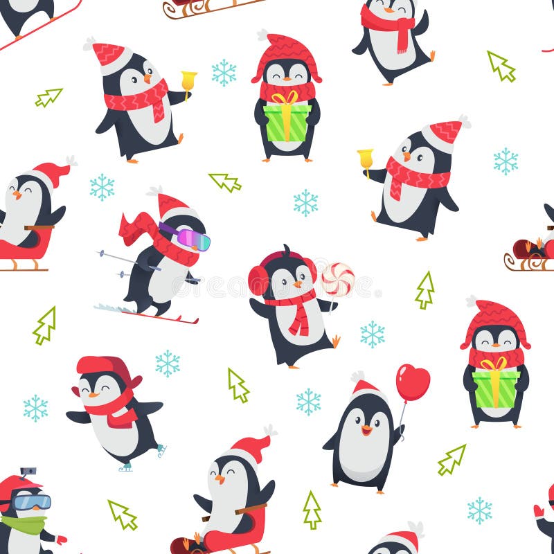 Картина Pinguin безшовная Дизайн ткани мультфильма с иллюстрацией вектора животного снега зимы дикого милого в различном иллюстрация штока Картина Pinguin безшовная Дизайн ткани мультфильма с иллюстрацией вектора животного снега зимы дикого милого в различном иллюстрация штока