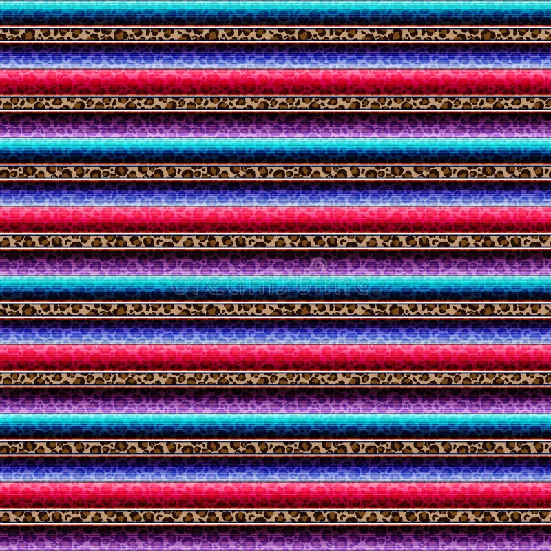 Colorful Mexican fabric repeating pattern design with leopard print detail. Colorful Mexican fabric repeating pattern design with leopard print detail