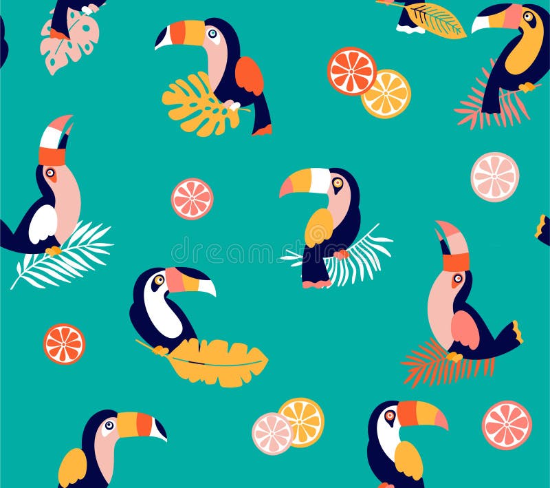 Картина toucan вектора рая лета безшовная иллюстрация вектора