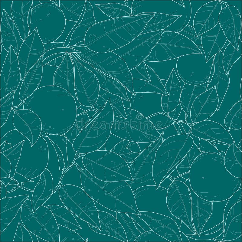 Картина апельсина и листьев безшовная в teal и белизне иллюстрация штока Картина апельсина и листьев безшовная в teal и белизне иллюстрация штока