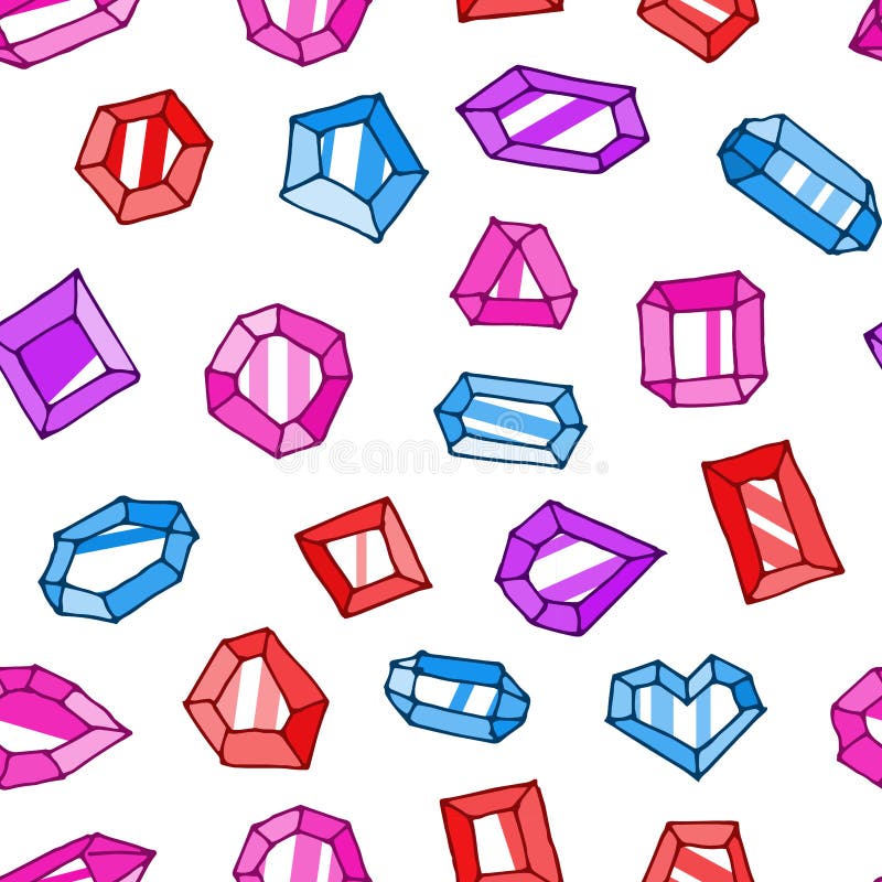 Картина вектора самоцветов doodle шаржа безшовная иллюстрация штока