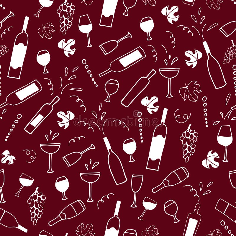 Hand drawn vector seamless pattern with cheese, wine glasses, bottles. Sketch drawing for prints. Hand drawn vector seamless pattern with cheese, wine glasses, bottles. Sketch drawing for prints