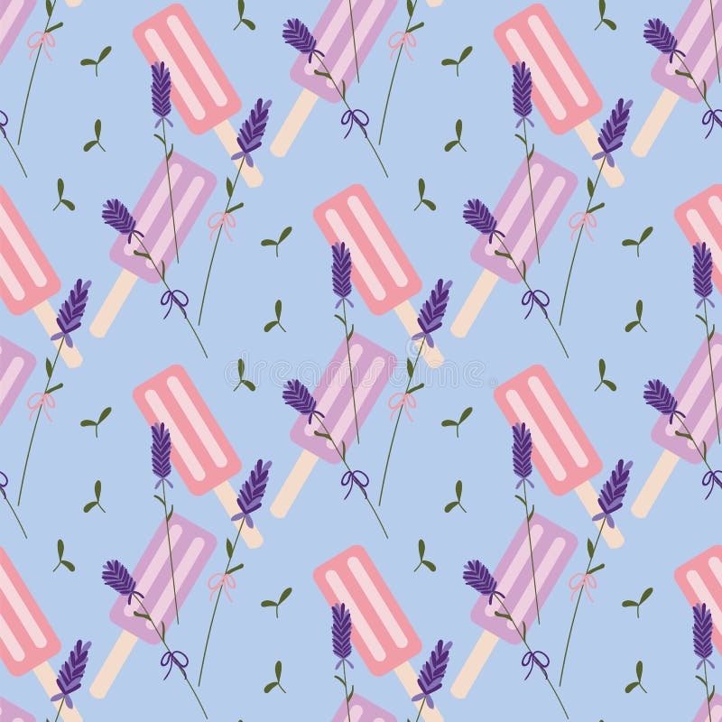 Картина голубого, пурпурного и розового popsicle лаванды безшовная иллюстрация вектора Картина голубого, пурпурного и розового popsicle лаванды безшовная иллюстрация вектора
