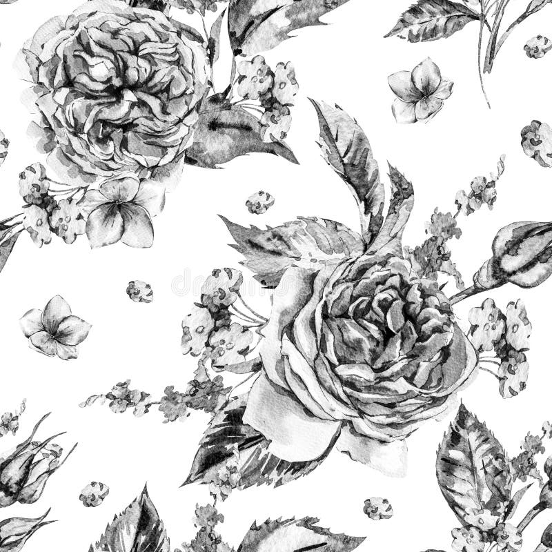 Картина классической Monochrome акварели винтажная флористическая безшовная бесплатная иллюстрация Картина классической Monochrome акварели винтажная флористическая безшовная бесплатная иллюстрация