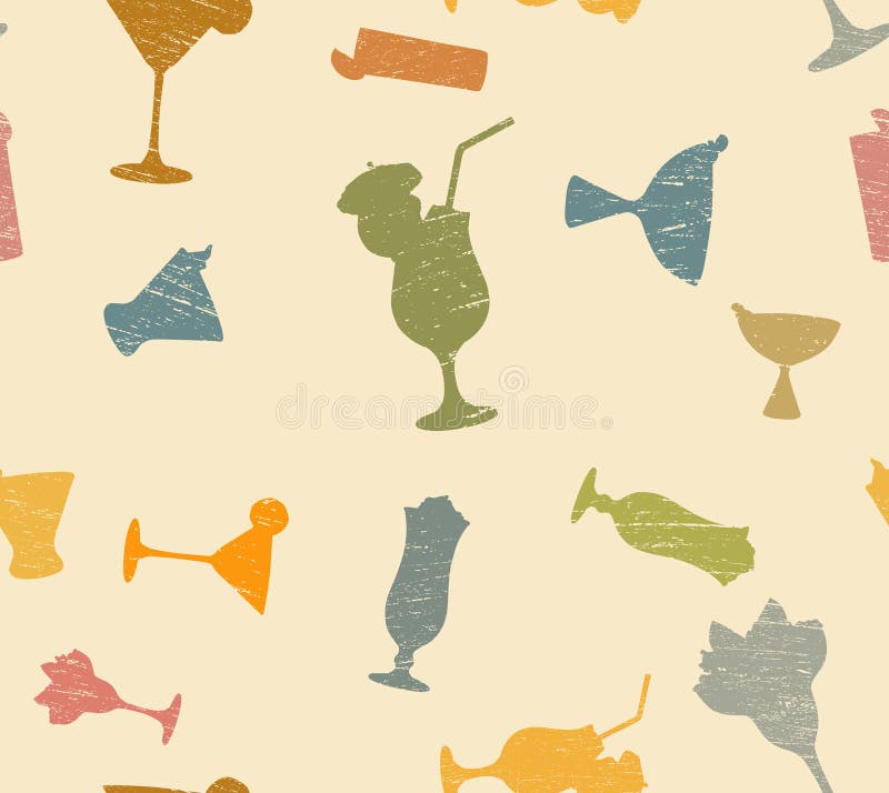 Scratchy cocktails popart pattern background. Scratchy cocktails popart pattern background