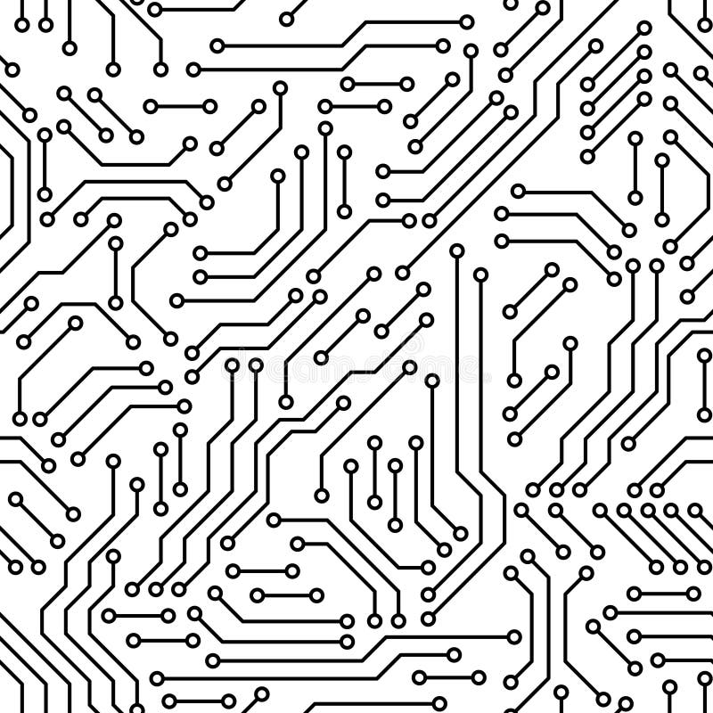 Картина компьютерной технологии платы с печатным монтажом черно-белая безшовная, вектор иллюстрация вектора