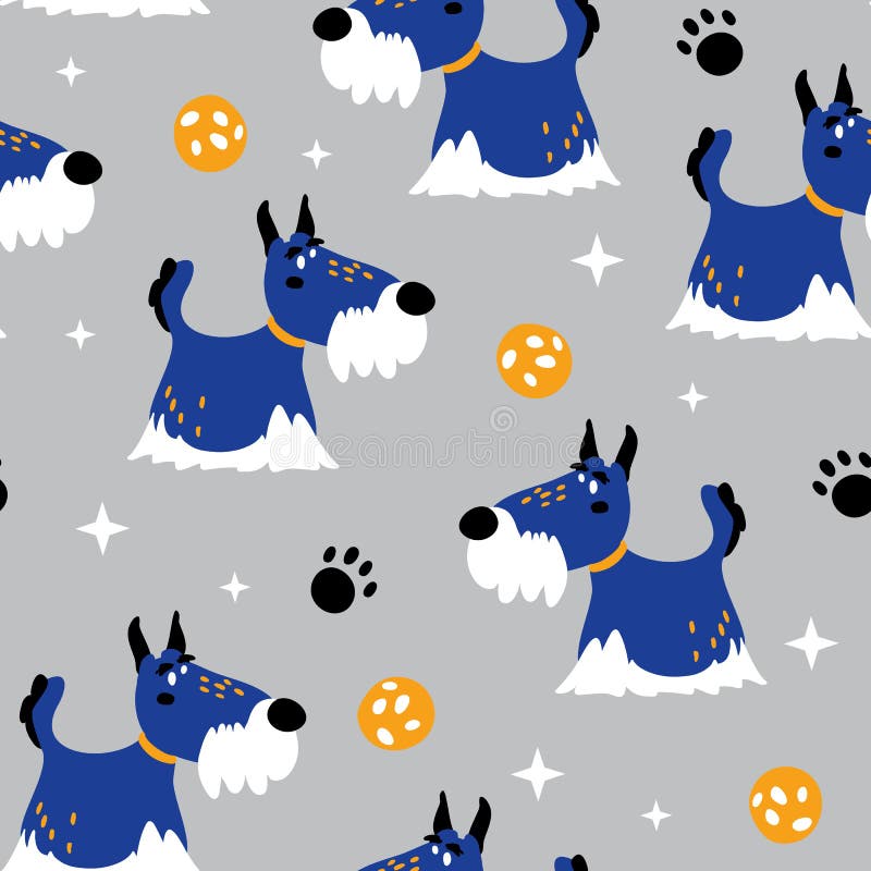 Vector seamless background patterns in Scandinavian style,cartoon cute dogs,paws and elements for fabric design, wrapping paper, notebooks covers. Vector seamless background patterns in Scandinavian style,cartoon cute dogs,paws and elements for fabric design, wrapping paper, notebooks covers