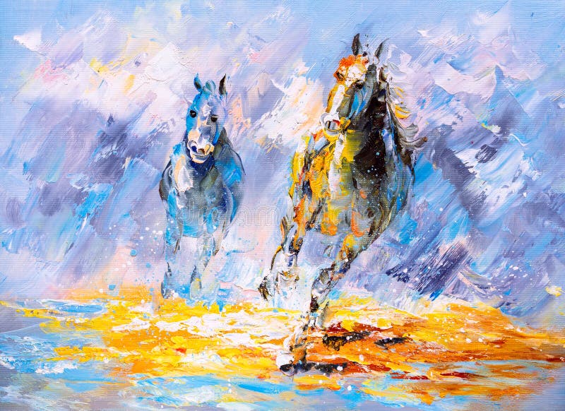 Oil Painting of Running Horse. Oil Painting of Running Horse