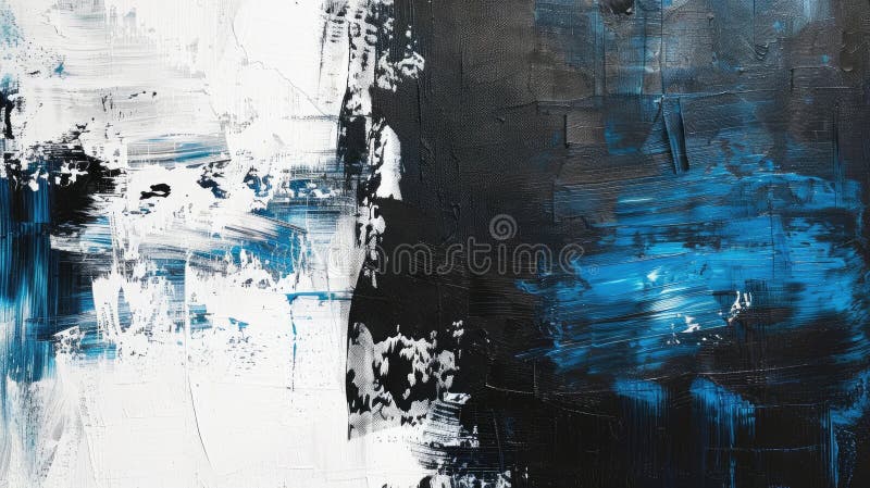 A painting with white, black and blue colors with visible brush strokes. AIG51A. AI generated. A painting with white, black and blue colors with visible brush strokes. AIG51A. AI generated