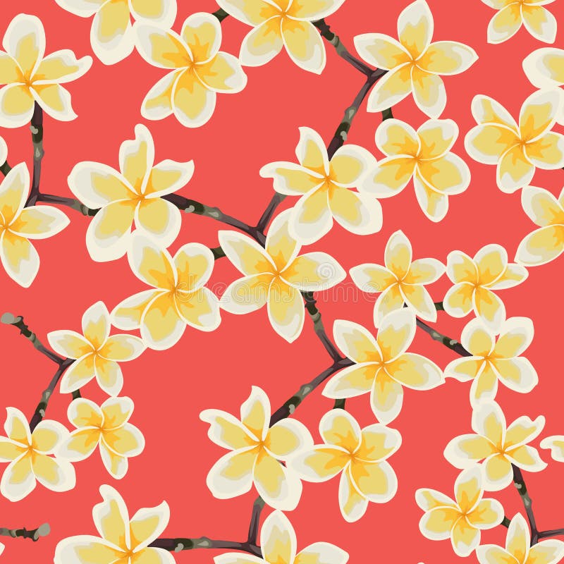 Картина элегантности безшовная в винтажном стиле с Plumeria цветет иллюстрация вектора Картина элегантности безшовная в винтажном стиле с Plumeria цветет иллюстрация вектора