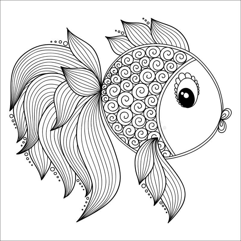 Pattern for coloring book. Coloring book pages for kids and adults. Vector Cute Cartoon Fish. Henna Mehndi Tattoo Style Doodles. Pattern for coloring book. Coloring book pages for kids and adults. Vector Cute Cartoon Fish. Henna Mehndi Tattoo Style Doodles