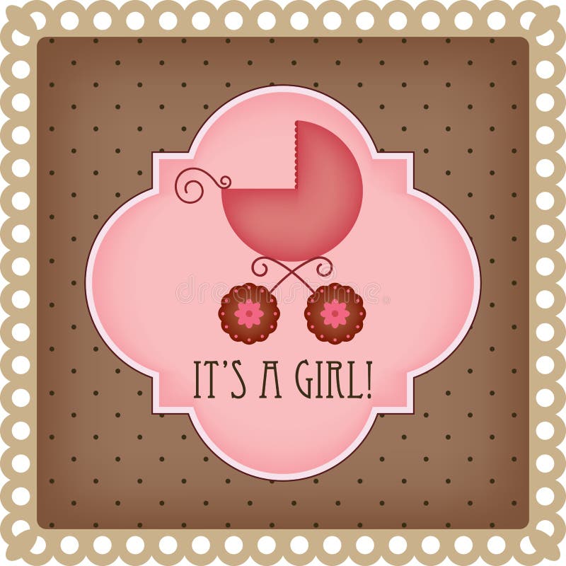 Baby arrival card for girl. Baby arrival card for girl