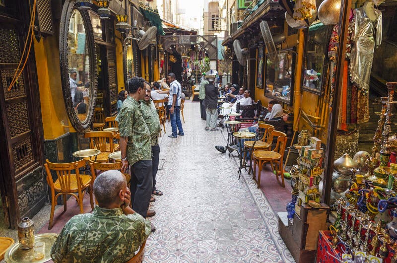 Кафе рынка Souk в Каире Египте стоковая фотография