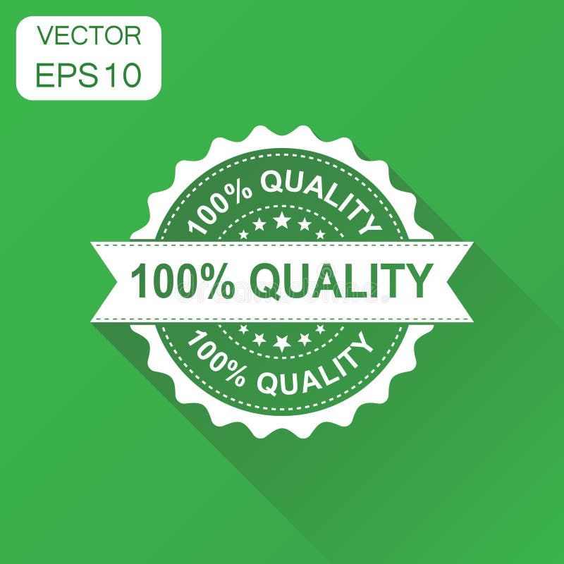 100% quality rubber stamp icon. Business concept 100 percent quality stamp pictogram. Vector illustration on green background with long shadow. 100% quality rubber stamp icon. Business concept 100 percent quality stamp pictogram. Vector illustration on green background with long shadow.