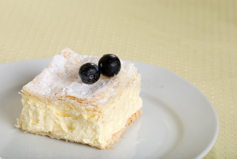 квадрат плиты заварного крема торта blueberr свежий