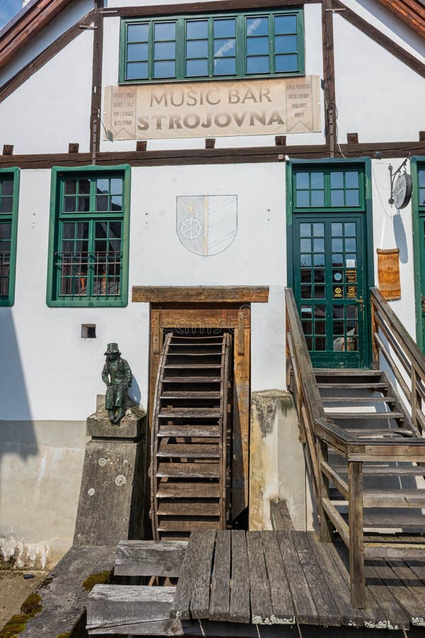 CESKY KRUMLOV, CZECH REPUBLIC, 1 AUGUST 2020: historic bar in downtown. CESKY KRUMLOV, CZECH REPUBLIC, 1 AUGUST 2020: historic bar in downtown