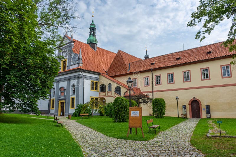 CESKY KRUMLOV, CZECH REPUBLIC, 1 AUGUST 2020: monastery in the castle complex. CESKY KRUMLOV, CZECH REPUBLIC, 1 AUGUST 2020: monastery in the castle complex