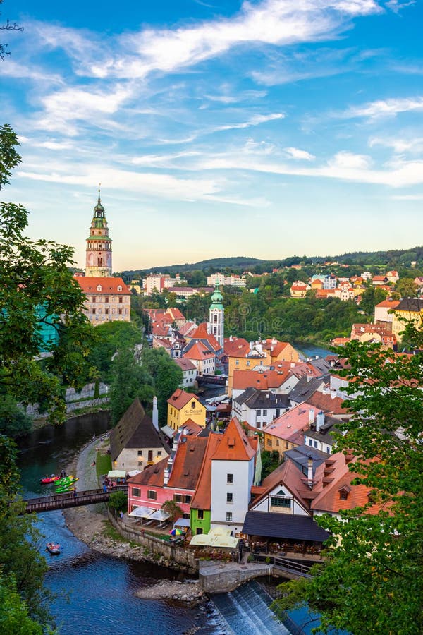 CESKY KRUMLOV, CZECH REPUBLIC, 1 AUGUST 2020: Amazing cityscape of the historic center. CESKY KRUMLOV, CZECH REPUBLIC, 1 AUGUST 2020: Amazing cityscape of the historic center