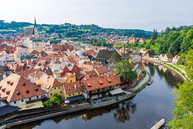 CESKY KRUMLOV, CZECH REPUBLIC, 1 AUGUST 2020: Amazing cityscape of the historic center. CESKY KRUMLOV, CZECH REPUBLIC, 1 AUGUST 2020: Amazing cityscape of the historic center