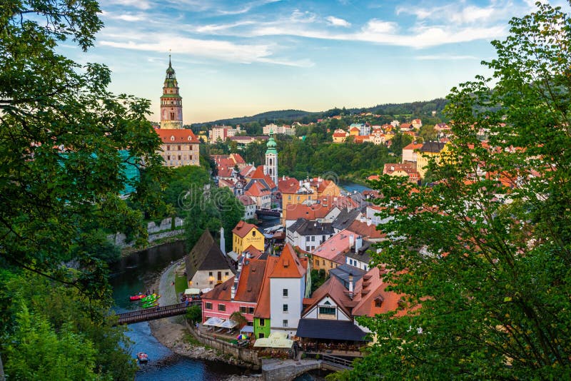 CESKY KRUMLOV, CZECH REPUBLIC, 1 AUGUST 2020: Amazing cityscape of the historic center. CESKY KRUMLOV, CZECH REPUBLIC, 1 AUGUST 2020: Amazing cityscape of the historic center