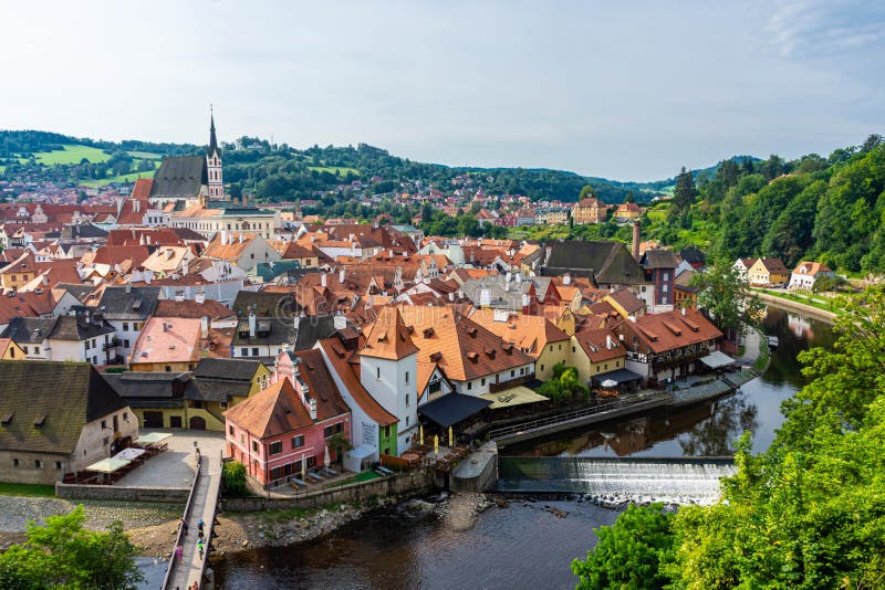 CESKY KRUMLOV, CZECH REPUBLIC, 1 AUGUST 2020: Amazing cityscape of the historic center. CESKY KRUMLOV, CZECH REPUBLIC, 1 AUGUST 2020: Amazing cityscape of the historic center