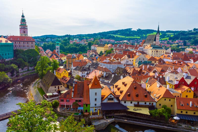 CESKY KRUMLOV, CZECH REPUBLIC, 1 AUGUST 2020: Amazing cityscape of the historic center. CESKY KRUMLOV, CZECH REPUBLIC, 1 AUGUST 2020: Amazing cityscape of the historic center