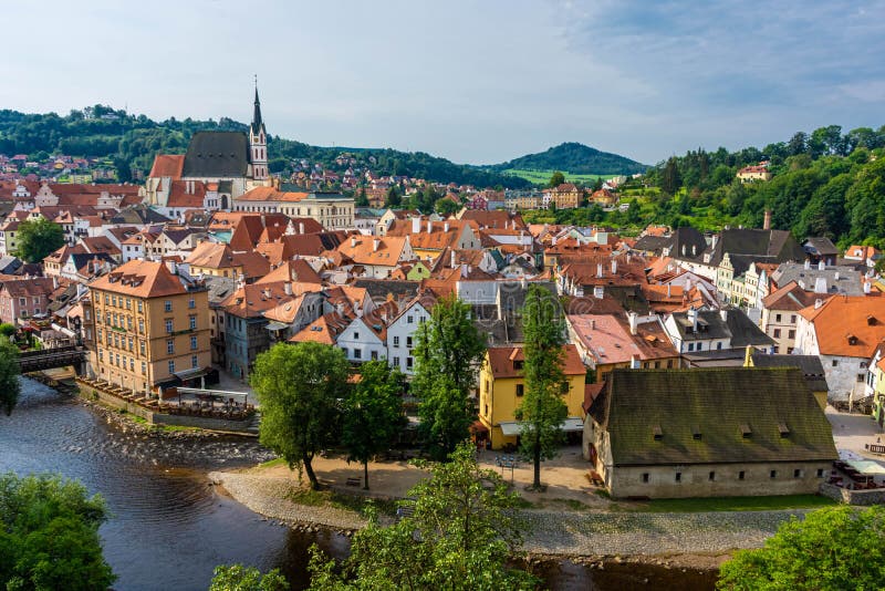 CESKY KRUMLOV, CZECH REPUBLIC, 1 AUGUST 2020: Amazing cityscape of the historic center. CESKY KRUMLOV, CZECH REPUBLIC, 1 AUGUST 2020: Amazing cityscape of the historic center