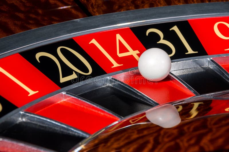 Classic casino roulette wheel with red sector fourteen 14 and white ball and sectors 1, 20, 31, 9. Classic casino roulette wheel with red sector fourteen 14 and white ball and sectors 1, 20, 31, 9