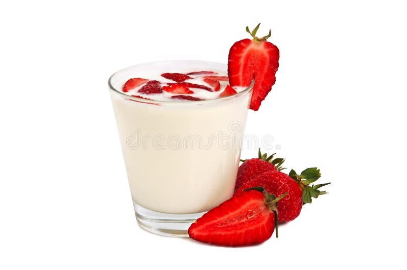 Delicious milk drink with strawberries. Delicious milk drink with strawberries