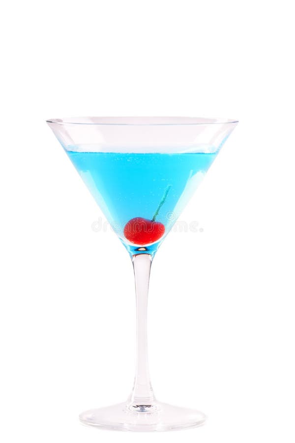 Betty Blue Cocktail isolated on white. Short drink to serve at any time. Ingredients: 5-6 ice cubes, 1 measure vodka, 1/3 measure peach schnapps, 1/3 measure dry vermouth, 2-3 drops blue curacao, 1 strip unwaxed orange peel, 1 maraschino cherry. Betty Blue Cocktail isolated on white. Short drink to serve at any time. Ingredients: 5-6 ice cubes, 1 measure vodka, 1/3 measure peach schnapps, 1/3 measure dry vermouth, 2-3 drops blue curacao, 1 strip unwaxed orange peel, 1 maraschino cherry