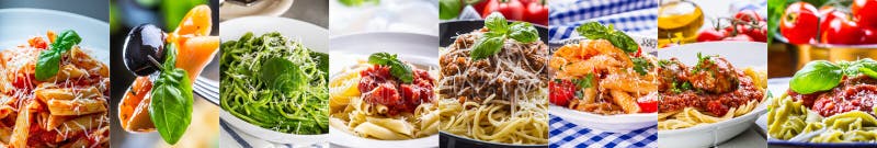 Коллаж макаронных изделий выбор различных итальянских блюд макаронных изделий - курорт стоковые фотографии rf Коллаж макаронных изделий выбор различных итальянских блюд макаронных изделий - курорт стоковые фотографии rf