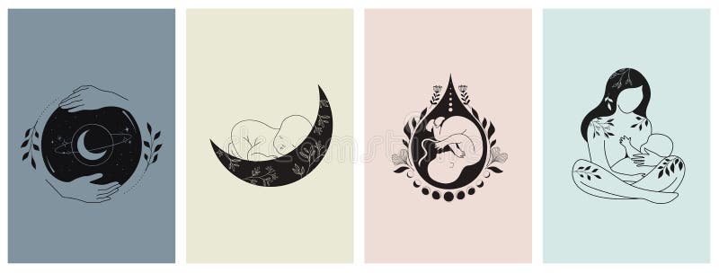 Motherhood, maternity, babies and pregnant women logo set. Collection of fine, hand drawn style vector illustrations and icons. Motherhood, maternity, babies and pregnant women logo set. Collection of fine, hand drawn style vector illustrations and icons.