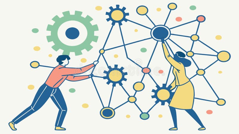 Командная работа и возможности подключения Совместные инновации вектор векторный проект вектор Сцена генеративный ИИ иллюстрация штока