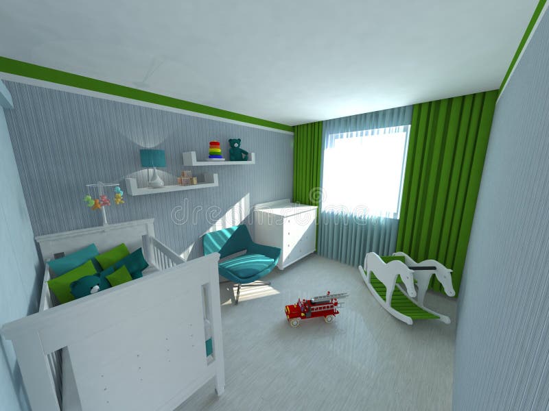 3D interior design for a baby room. 3D interior design for a baby room