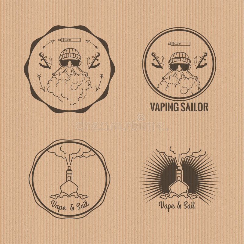 Комплект vaping логотипов круга иллюстрация штока Комплект vaping логотипов круга иллюстрация штока
