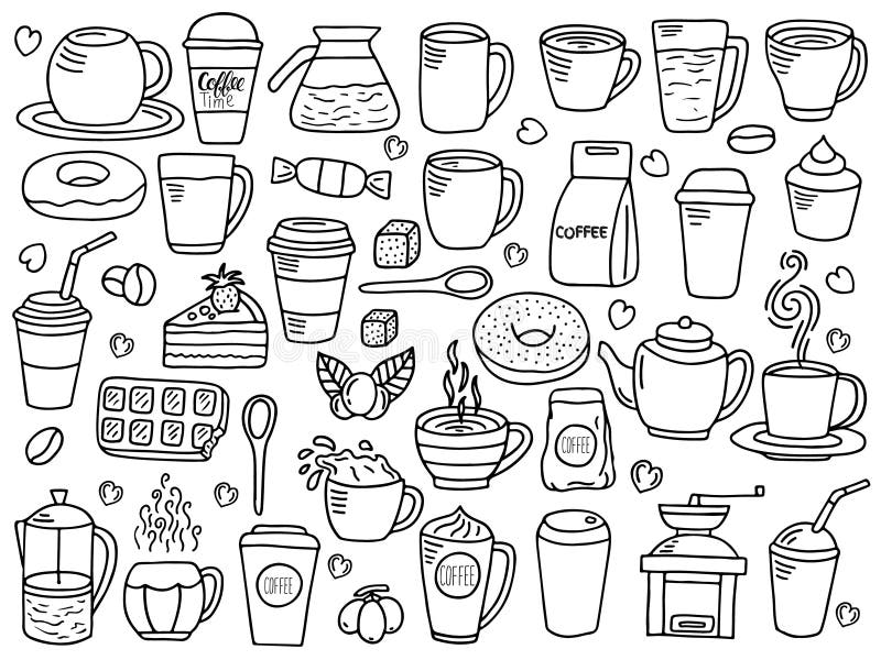Комплект вектора doodle кофе иллюстрация вектора Комплект вектора doodle кофе иллюстрация вектора