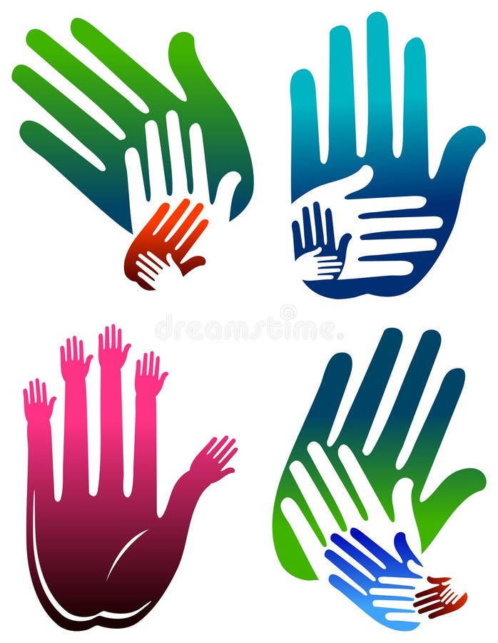 Isolated illustrated hands logo set. Isolated illustrated hands logo set