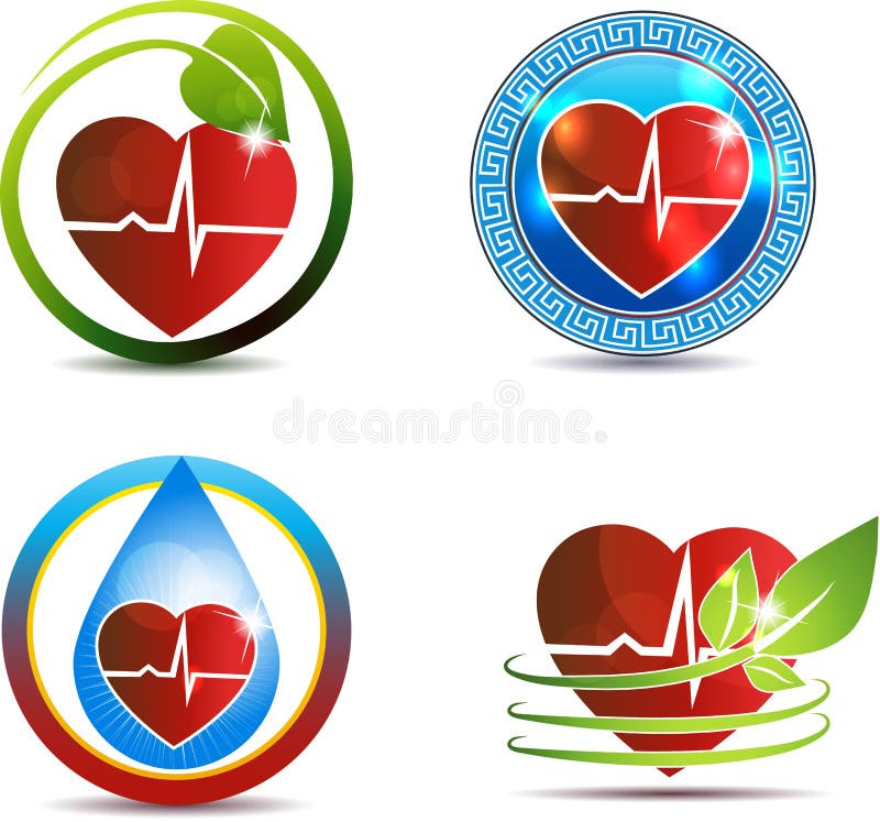 Abstract human anatomy of heart and heart beats, beautiful symbol set. Nature and medicine concept. on a white background. Abstract human anatomy of heart and heart beats, beautiful symbol set. Nature and medicine concept. on a white background.