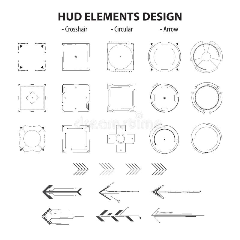Комплект элементов hud технологии значка конструирует изолированный на белой предпосылке иллюстрация вектора Комплект элементов hud технологии значка конструирует изолированный на белой предпосылке иллюстрация вектора