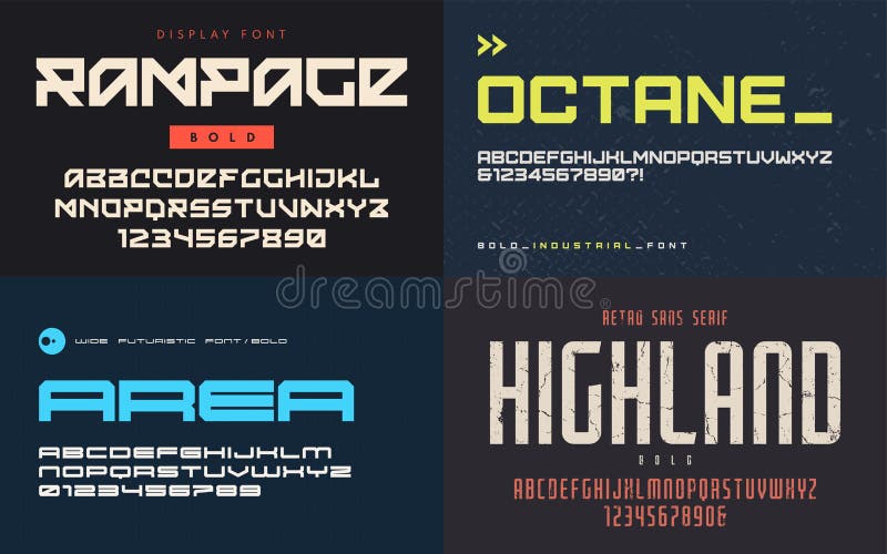 Set of display fonts, typefaces, vector uppercase letters and numbers. Global swatches. Set of display fonts, typefaces, vector uppercase letters and numbers. Global swatches.