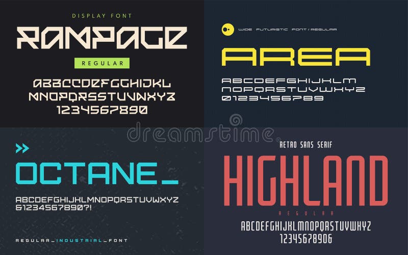 Set of display fonts, typefaces, vector uppercase letters and numbers. Global swatches. Set of display fonts, typefaces, vector uppercase letters and numbers. Global swatches.