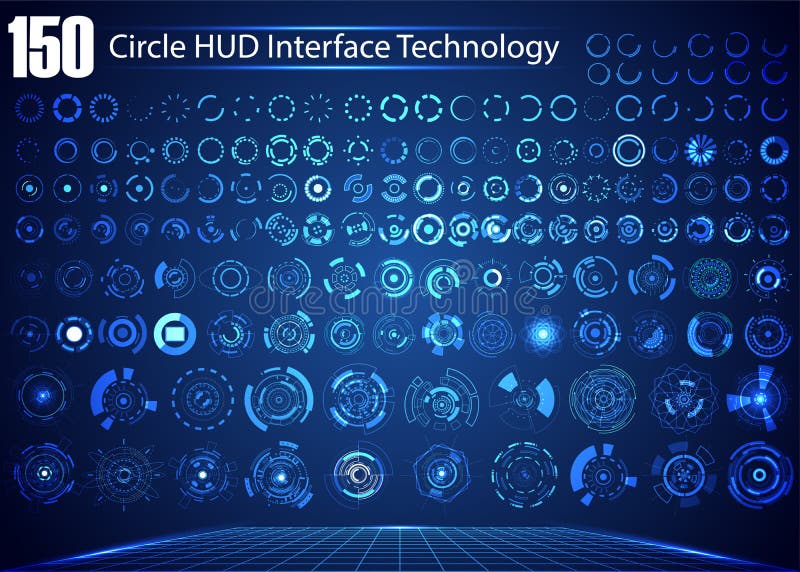 Комплект технологии UI футуристического HUD Virt конспекта круга цифровой иллюстрация вектора