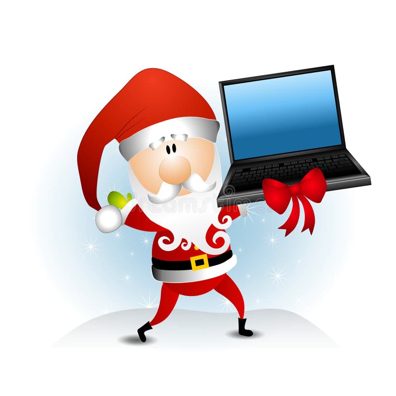 компьтер-книжка santa компьютера claus иллюстрация штока
