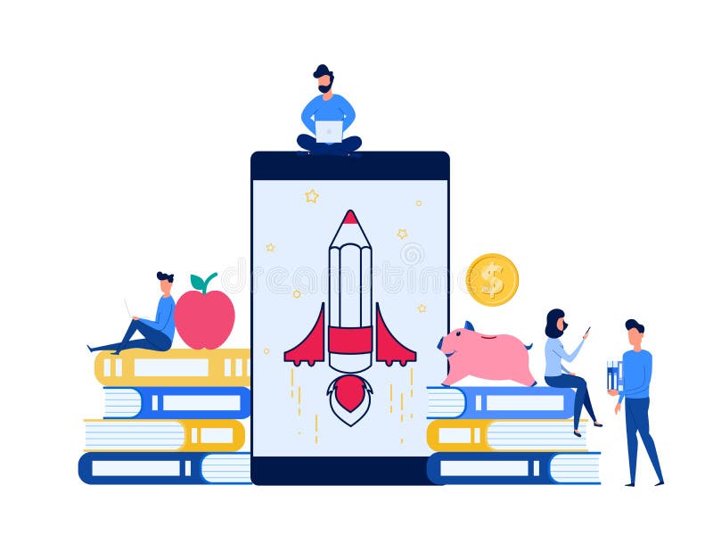 Компьтер-книжка пользы людей, smartphone для того чтобы выучить образование обучения по Интернетуу онлайн Курсы онлайн обучения о иллюстрация вектора Компьтер-книжка пользы людей, smartphone для того чтобы выучить образование обучения по Интернетуу онлайн Курсы онлайн обучения о иллюстрация вектора