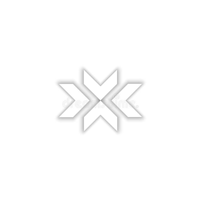 Конвергентный логотип в форме символа письма x, стрелок эмблема 3D абстрактной формы с тенью иллюстрация штока Конвергентный логотип в форме символа письма x, стрелок эмблема 3D абстрактной формы с тенью иллюстрация штока