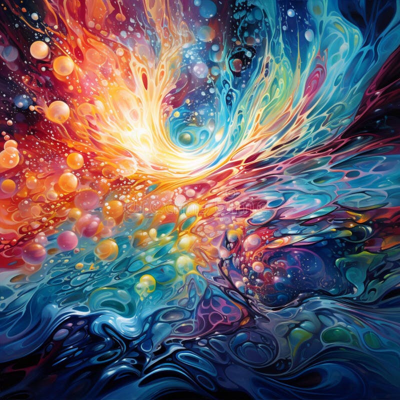 Immerse yourself in the mesmerizing artwork titled &#x27;Fluid Convergence&#x27;. In this abstract reflection piece, vibrant colors blend and flow harmoniously, creating a cosmic sense of unity. The composition depicts an ethereal universe, where galaxies swirl, water ripples, and light shimmers, invoking a transcendent beauty that captivates viewers. The interplay of interstellar clouds, kaleidoscopic patterns, and undulating reflections adds depth and intrigue to the artwork, sparking wonder and curiosity. This visually stunning creation incorporates elements of impressionism, pointillism, and digital mixed media, intensifying the interplay of colors and textures. With its captivating appeal and cosmic energy, &#x27;Fluid Convergence&#x27; is highly marketable for microstock sites, appealing to a wide audience seeking evocative and abstract artworks. AI generated. Immerse yourself in the mesmerizing artwork titled &#x27;Fluid Convergence&#x27;. In this abstract reflection piece, vibrant colors blend and flow harmoniously, creating a cosmic sense of unity. The composition depicts an ethereal universe, where galaxies swirl, water ripples, and light shimmers, invoking a transcendent beauty that captivates viewers. The interplay of interstellar clouds, kaleidoscopic patterns, and undulating reflections adds depth and intrigue to the artwork, sparking wonder and curiosity. This visually stunning creation incorporates elements of impressionism, pointillism, and digital mixed media, intensifying the interplay of colors and textures. With its captivating appeal and cosmic energy, &#x27;Fluid Convergence&#x27; is highly marketable for microstock sites, appealing to a wide audience seeking evocative and abstract artworks. AI generated