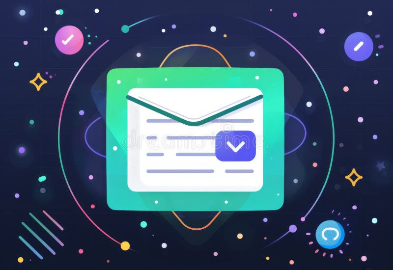 Envelope with check mark on blue background.Email marketing or newsletter concept, sending e-mails. High quality illustration AI generated. Envelope with check mark on blue background.Email marketing or newsletter concept, sending e-mails. High quality illustration AI generated