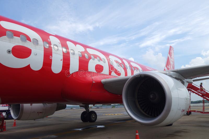 Конец-Вверх на тайском двигателе Air Asia стоковая фотография Конец-Вверх на тайском двигателе Air Asia стоковая фотография